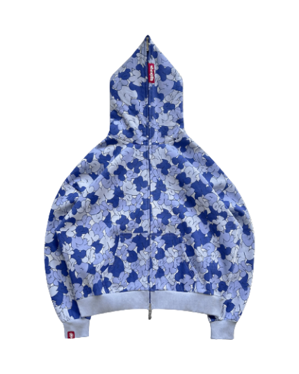 Graffiti Camo Named Collective Zip Hoodie Frozen Blue