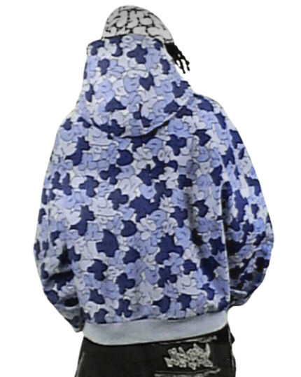 Graffiti Camo Named Collective Zip Hoodie Frozen Blue