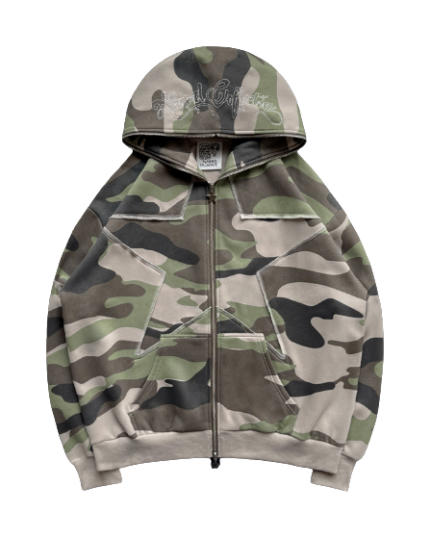 Territory Zip Named Collective Hoodie Khaki Camo