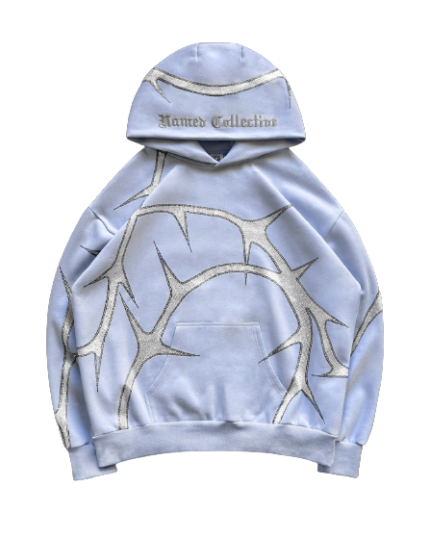 Thorn Rhinestone Hoodie Iced Blue