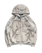 Thorn Rhinestone Zip Hoodie Bone