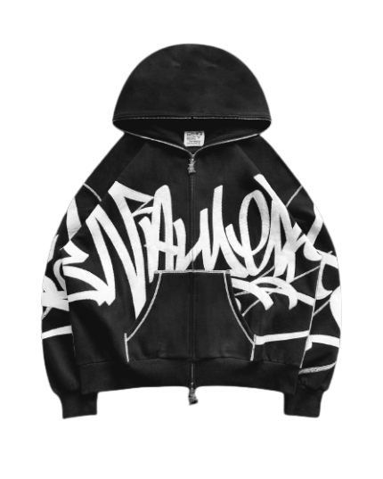 Vandalism Zip Hoodie Stencil Black